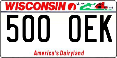 WI license plate 500OEK