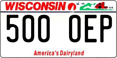 WI license plate 500OEP