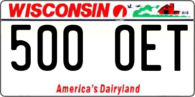 WI license plate 500OET