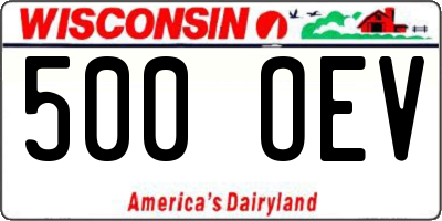 WI license plate 500OEV