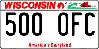 WI license plate 500OFC