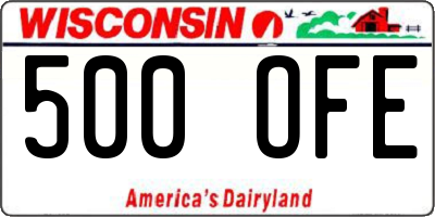 WI license plate 500OFE
