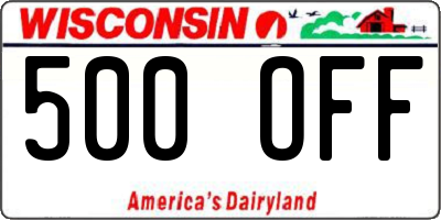 WI license plate 500OFF