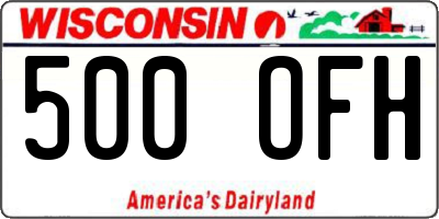 WI license plate 500OFH