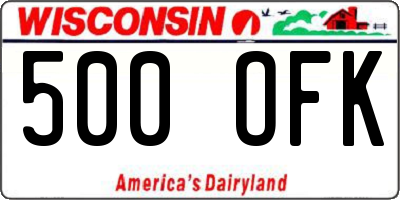WI license plate 500OFK