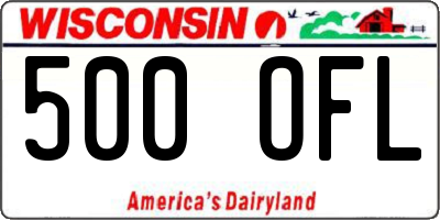 WI license plate 500OFL