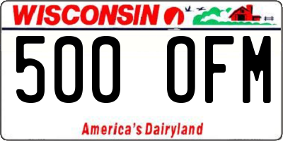 WI license plate 500OFM