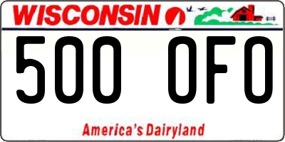 WI license plate 500OFO