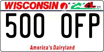 WI license plate 500OFP
