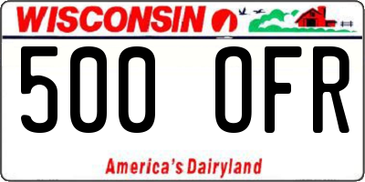 WI license plate 500OFR