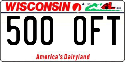 WI license plate 500OFT