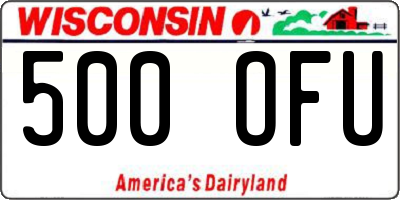 WI license plate 500OFU