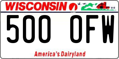 WI license plate 500OFW