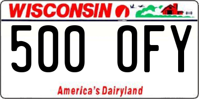 WI license plate 500OFY