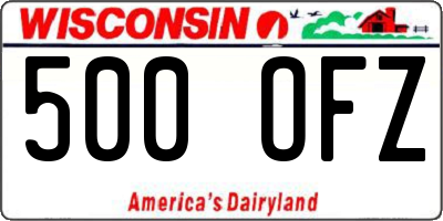 WI license plate 500OFZ