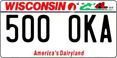 WI license plate 500OKA