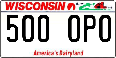WI license plate 500OPO
