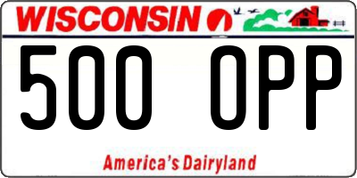 WI license plate 500OPP