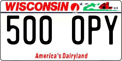 WI license plate 500OPY