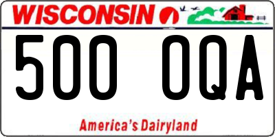 WI license plate 500OQA