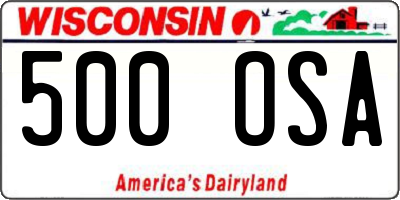 WI license plate 500OSA