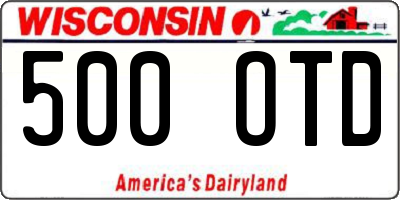 WI license plate 500OTD
