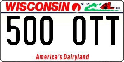 WI license plate 500OTT