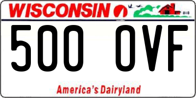 WI license plate 500OVF