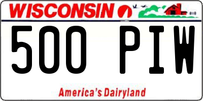 WI license plate 500PIW