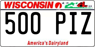 WI license plate 500PIZ