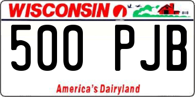 WI license plate 500PJB