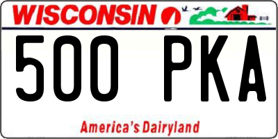 WI license plate 500PKA