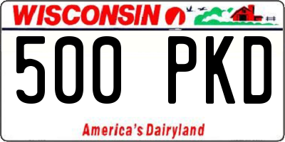 WI license plate 500PKD