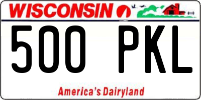 WI license plate 500PKL