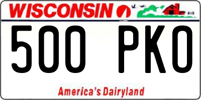 WI license plate 500PKO