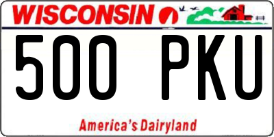 WI license plate 500PKU