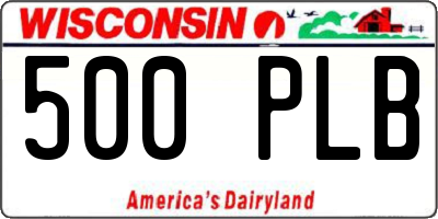 WI license plate 500PLB