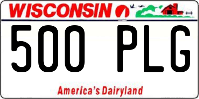 WI license plate 500PLG
