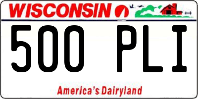 WI license plate 500PLI