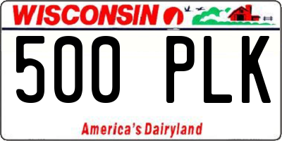 WI license plate 500PLK