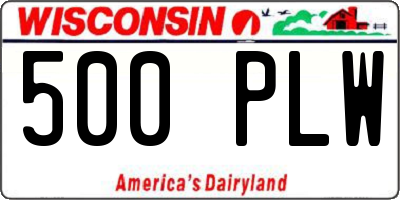 WI license plate 500PLW