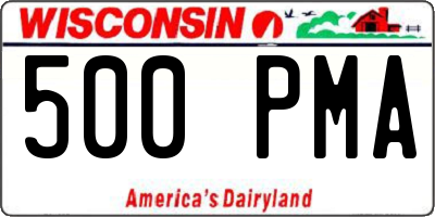 WI license plate 500PMA