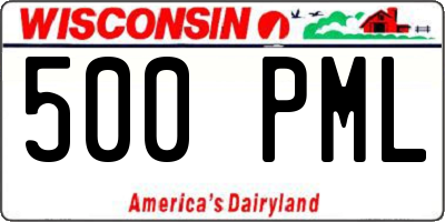 WI license plate 500PML