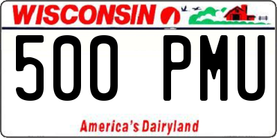 WI license plate 500PMU