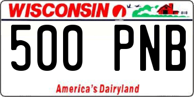 WI license plate 500PNB
