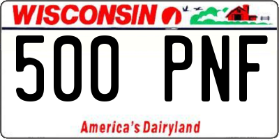 WI license plate 500PNF