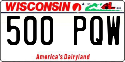 WI license plate 500PQW
