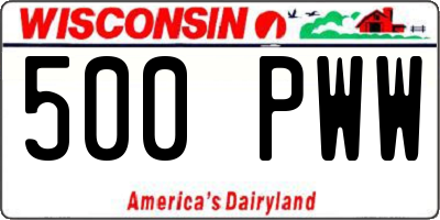 WI license plate 500PWW