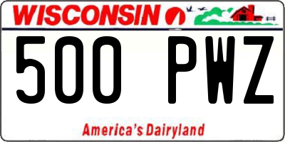 WI license plate 500PWZ