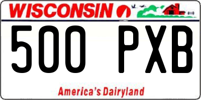 WI license plate 500PXB